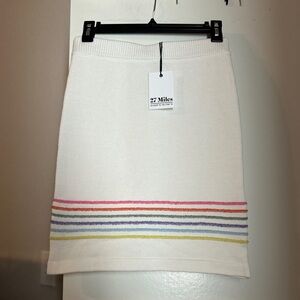 27 Miles Malibu White Rainbow Stripe Knit Skirt | 100% Cotton Small